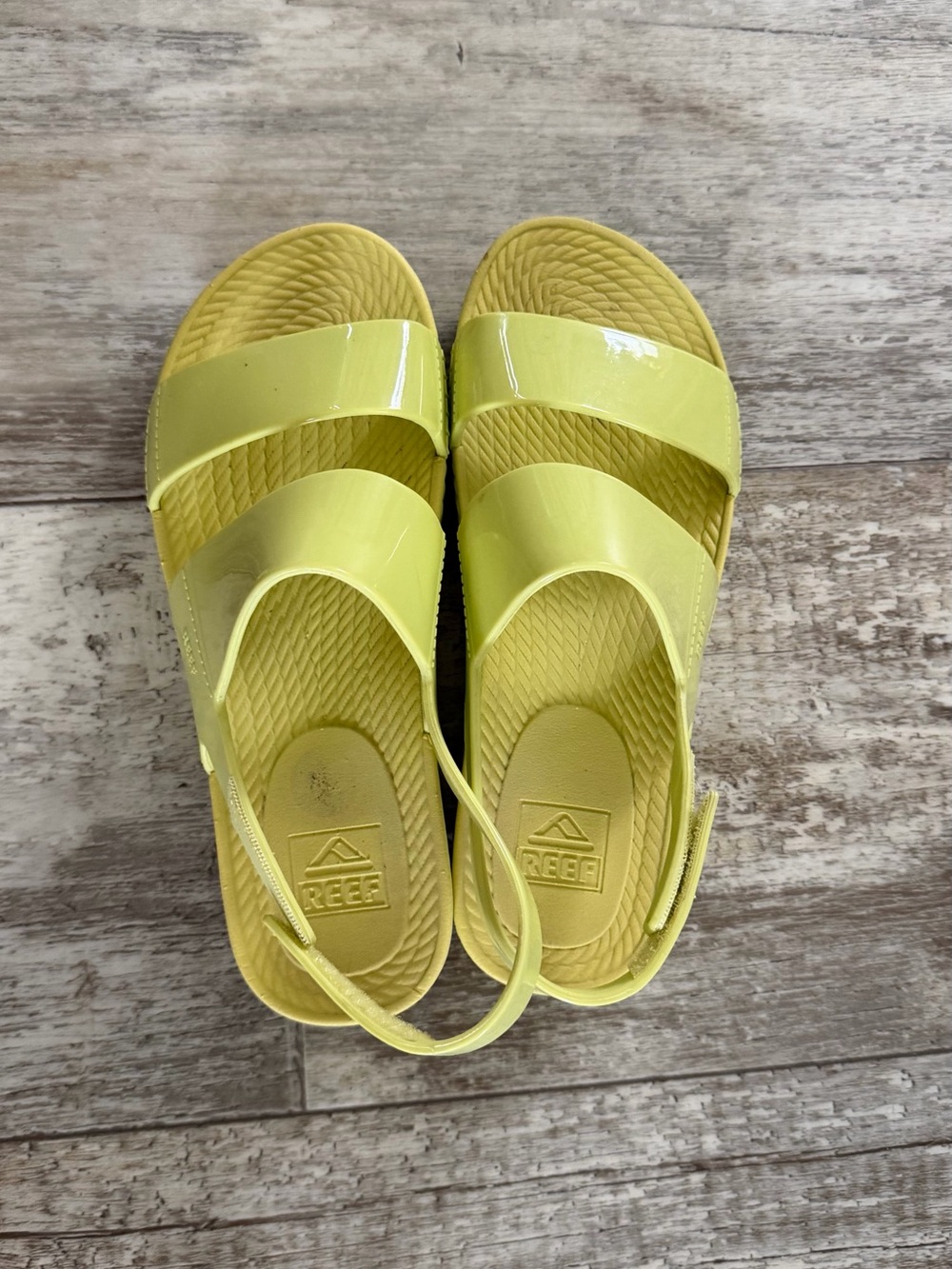 Reef Glossy Lemon Yellow Slingback Sandals